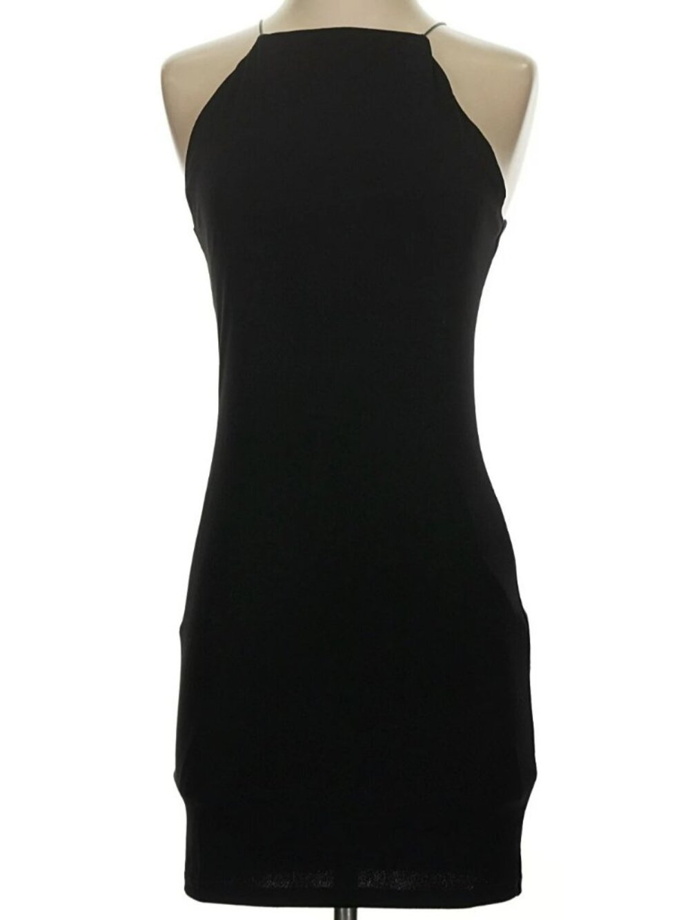 FOREVER 21 DRESS BLACK Size S HALTER NECKLINE BODYCON ADJUSTABLE STRAPS
